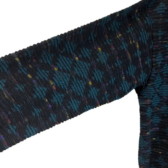 VTG Jhane Barnes Mens Blue Black Wool Blend 3D Knit Pullover Sweater Size M - Picture 2 of 6